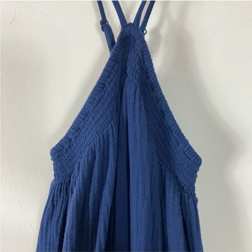 J. Crew Halter Maxi Dress In Soft Gauze Navy Blue 100% Cotton - XS
